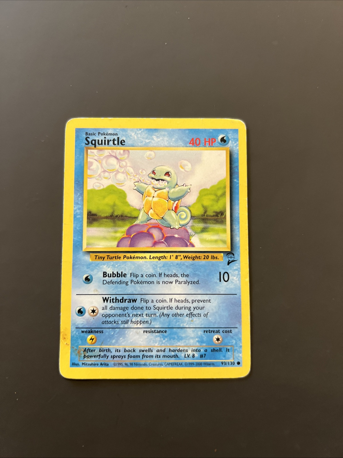 SQUIRTLE 93/130 - VINTAGE WOTC Pokemon Card - BASE SET 2 - LP