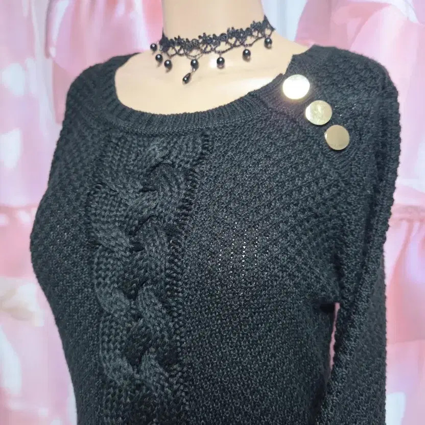 Calvin Klein Gold Button Knitted Midi Dress thumbnail 6