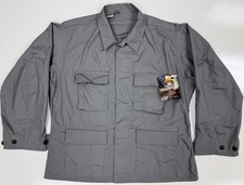 Men's Tactical Grey 4-Pocket BDU Shirt Combat Coat RipStop Large Short NOS