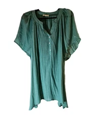 Indigo Rose Womens Top Green Size 3X  Short Flutter Sleeves