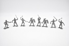 Medieval Knights Toy Soldiers Marx Style Gray Plastic 54mm Lot
