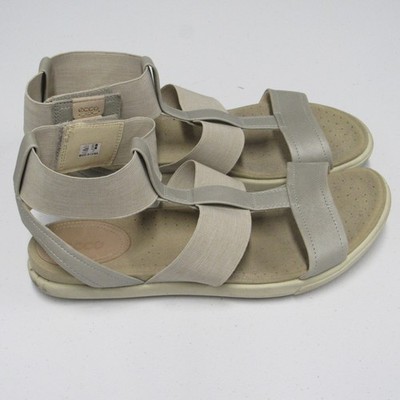 Ecco Damara Ankle Strap Gladiator Sandals Gray Leather Beige sz 42 US 11 11.5  