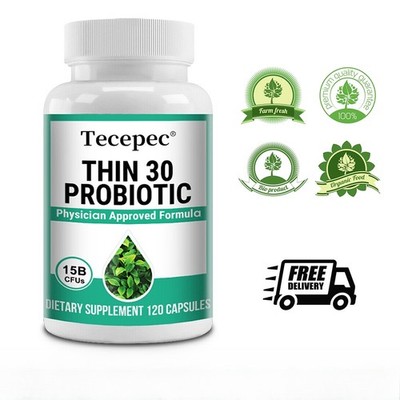Thin 30 Probiotic 15 Billion CFUs Digestive Support Boosts Metabolism 120 Caps