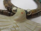 VINTAGE NAVAJO INDIAN STACKED BROWN SHELL HEISHE MOP THUNDERBIRD FETISH NECKLACE — photo 7