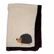 Lambs & Ivy Hedgehog Porcupine Cream & Brown Lovey Security Blanket 30" X 39"