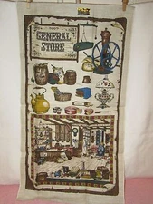 Vintage KAY DEE HAND PRINTS General Store Linen Towel - NOS