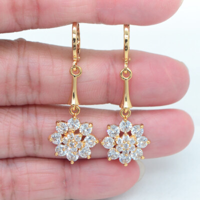 18K Yellow Gold Filled Women Red Mystic Topaz Wedding Dangle Earrings Jewelry