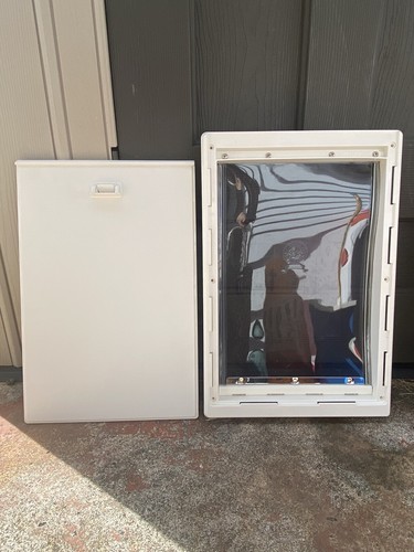 NEW EXTRA-LARGE PET DOOR Ideal Pet Products White Plastic Frame XL 14” x 10.5” - Picture 9 of 10