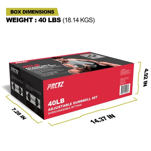 Juego de mancuernas ajustables de 40 lb gimnasio en casa entrenamientos entrenamiento de fuerza pesas libres EE. UU. - Imagen 7 de 8