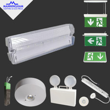 LED Emergency Exit Sign Bulkhead Twinspot Recessed Maintained/Non-Maintained