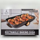 Appetit Rectangle Baking Dish 15x10x3 Porcelain w/Bamboo Trivet Microwave Dishwa