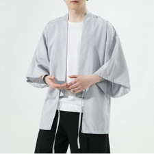 Men Plain Kimono Yukata Cardigan Coat Jacket Top Casual Outwear Retro Japanese
