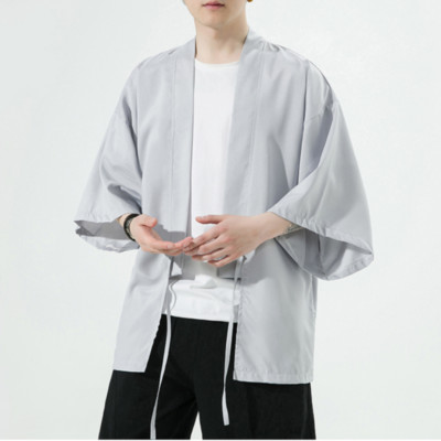 Men Plain Kimono Yukata Cardigan Coat Jacket Top Casual Outwear Retro Japanese