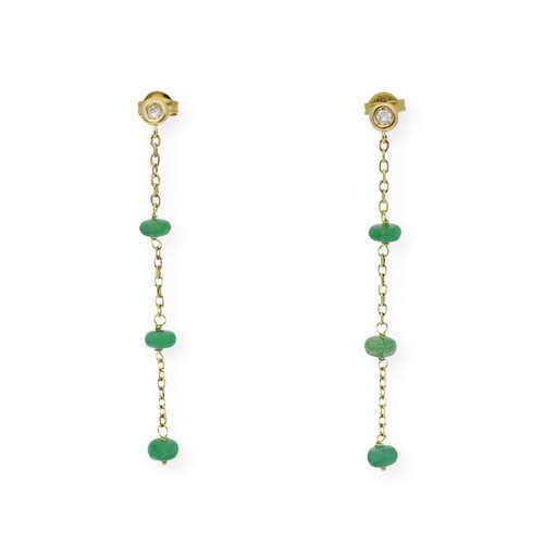 Pendientes Esmeradas Perlas Oro 18 K Complementos de Mujer Joyería de Moda - Imagen 3 de 16