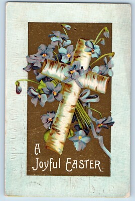 Easter Postcard Holy Cross And Flowers Winsch Back Embossed Philadelphia PA 1912