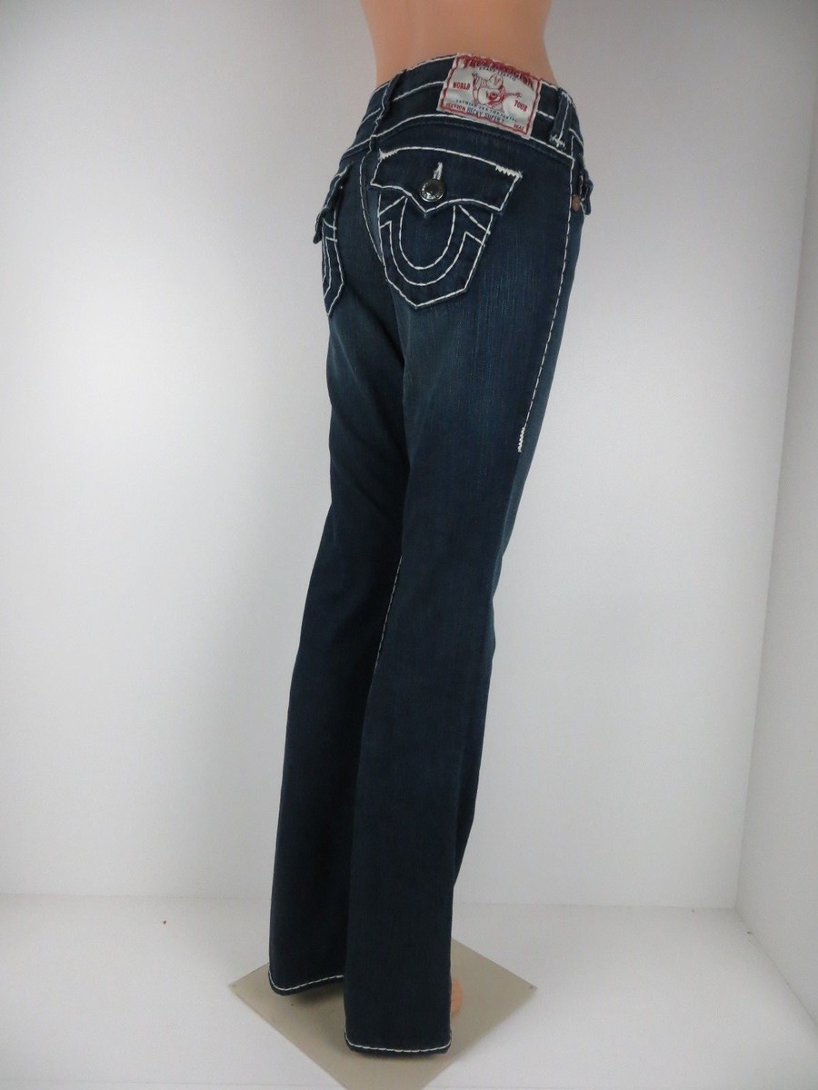TRUE RELIGION BECKY USA製 フレアデニム 24 黒 ビーズ NWT True Religion Jeans Becky Edgestitch Super T, Lonestar, Size