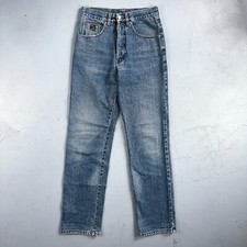 Vintage YSL Yves Saint Laurent Blue Denim Jeans Size 26x31 90s Womens Straight