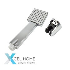 Chrome Square Shower Head with Holder - High Pressure, Water-Saving Design