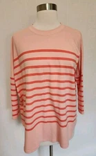 Pomander Place Tuckernuck One Size Pink Stripe Sweatshirt Round Hem Swing