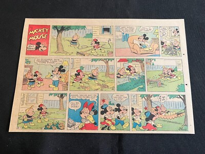 TH22 Walt Disney's MICKEY MOUSE Lot of 9 Sunday Tabloid Half Page