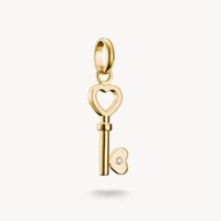 Thomas Sabo Charm AnhäNger SchlüSsel Silber Vergoldet WeißEr Stein CC1241-41-14
