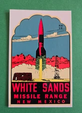 VINTAGE ORIGINAL 1950 "WHITE SANDS MISSILE RANGE" NEW MEXICO WATER DECAL ART GEM