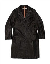 Fratelli Rossetti Womens Leather Coat It 44 Medium Black Leather Bs19