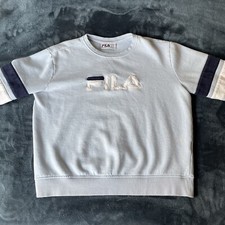 FILA Vintage Youth Long Sleeve Pullover Blue Sweatshirt XL