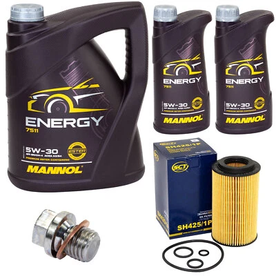 Motoröl Set MANNOL Energy 5W-30 7 Liter + Ölfilter + Schraube für Mercedes W203