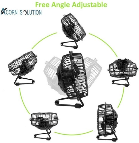 4" Mini USB Desk Fan Oscillating Extendable Pedestal Black Fan - Picture 3 of 7
