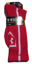 Under Armour HeatGear Męskie Duże (9-12,5) Jedna para czerwonych skarpet baseballowych załogi