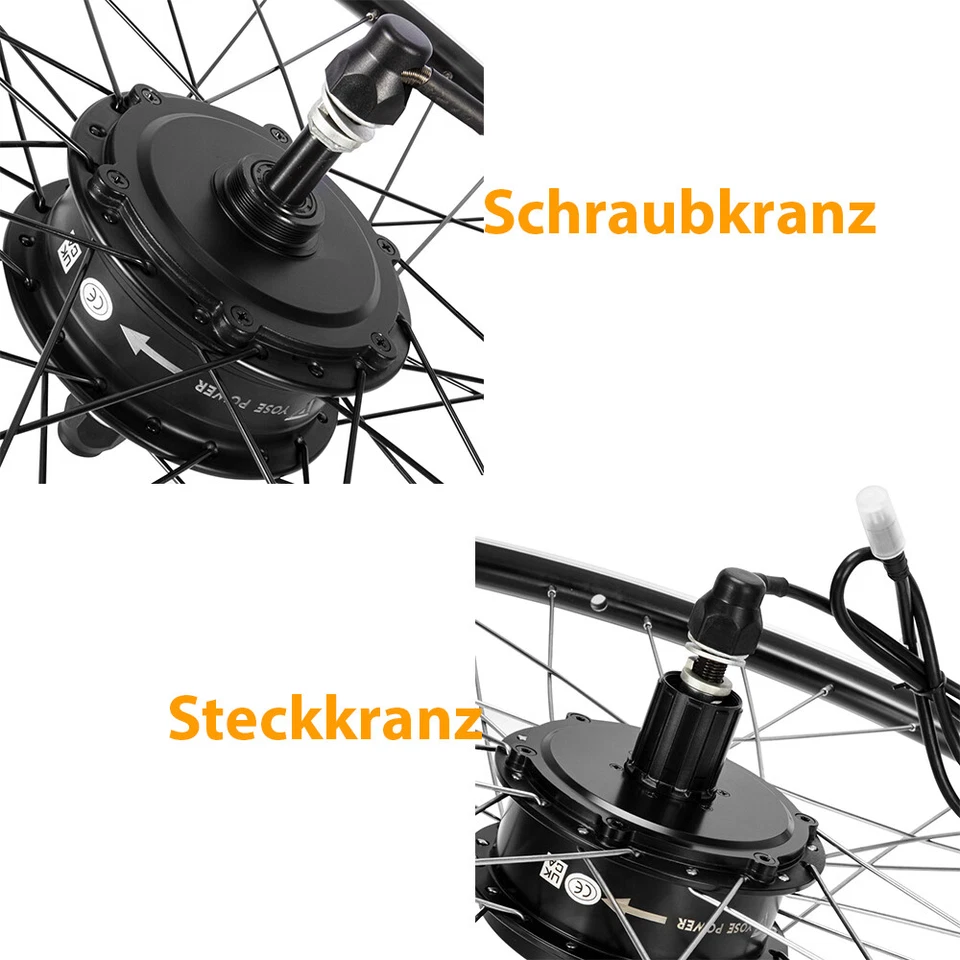 YOSE POWER 20" 24" 26" 27,5" 28 Zoll E-bike Umbausatz Vorderrad, Hinterrad &Akku - Bild 3 von 4