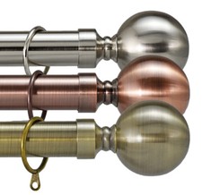 Metal Curtain Pole Ball Finial Polished & Brushed Chrome Brass 28mm Diameter