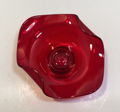 Vintage MCM Mid-Century Epic Red Viking Glass Oblong Bowl Shallow Dish 7.5" - Picture 5 of 7