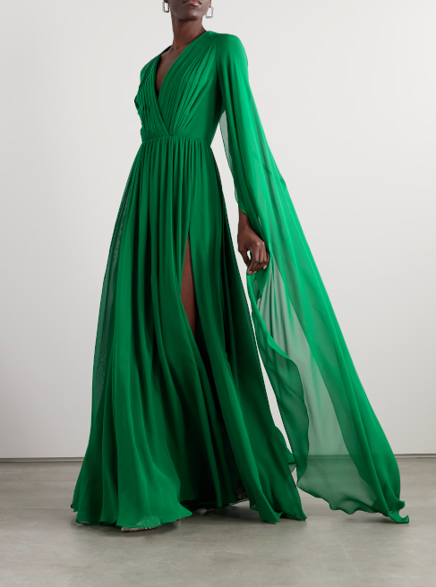 Elie Saab Pleated Silk Chiffon Gown FR 36 (US 4) | eBay