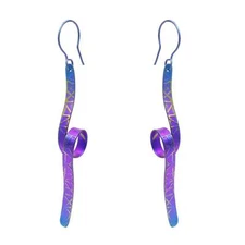 Giampouras 5075 ~ Anodized Colored Titanium Long Hook Earrings