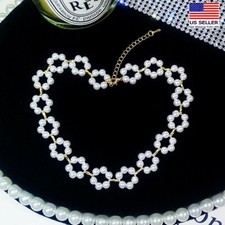 Fashion Women Jewelry Necklace Deluxe Pearls Creative Round Flowers Style Choker