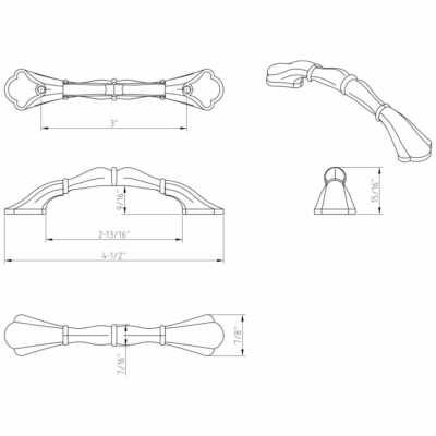 3" Center To Center Oil Rubbed Bronze Cabinet Pulls - Set Of 3, Zinc, Traditional Style 5 thumbnail image