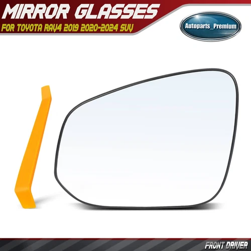 Left Driver Side Mirror Glass with Manual Adjust for Toyota RAV4 2019-2024 SUV