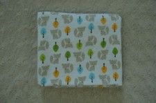 Just Born Fox Baby Receiving Blanket White Gray Flannel Blue Orange Green Tree