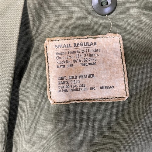 Vintage M-65 Field Jacket Coat Cold Weather OG-107 70s Air Force Military Green - Picture 10 of 21