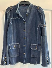 Lou Nardi Denim Jacket Womens Large Ribbed/pleated