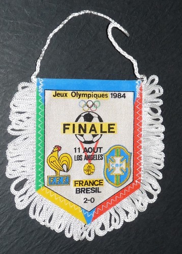 Fanion France Vs Brésil - Finale Foot JO 1984 Los Angeles - Vintage