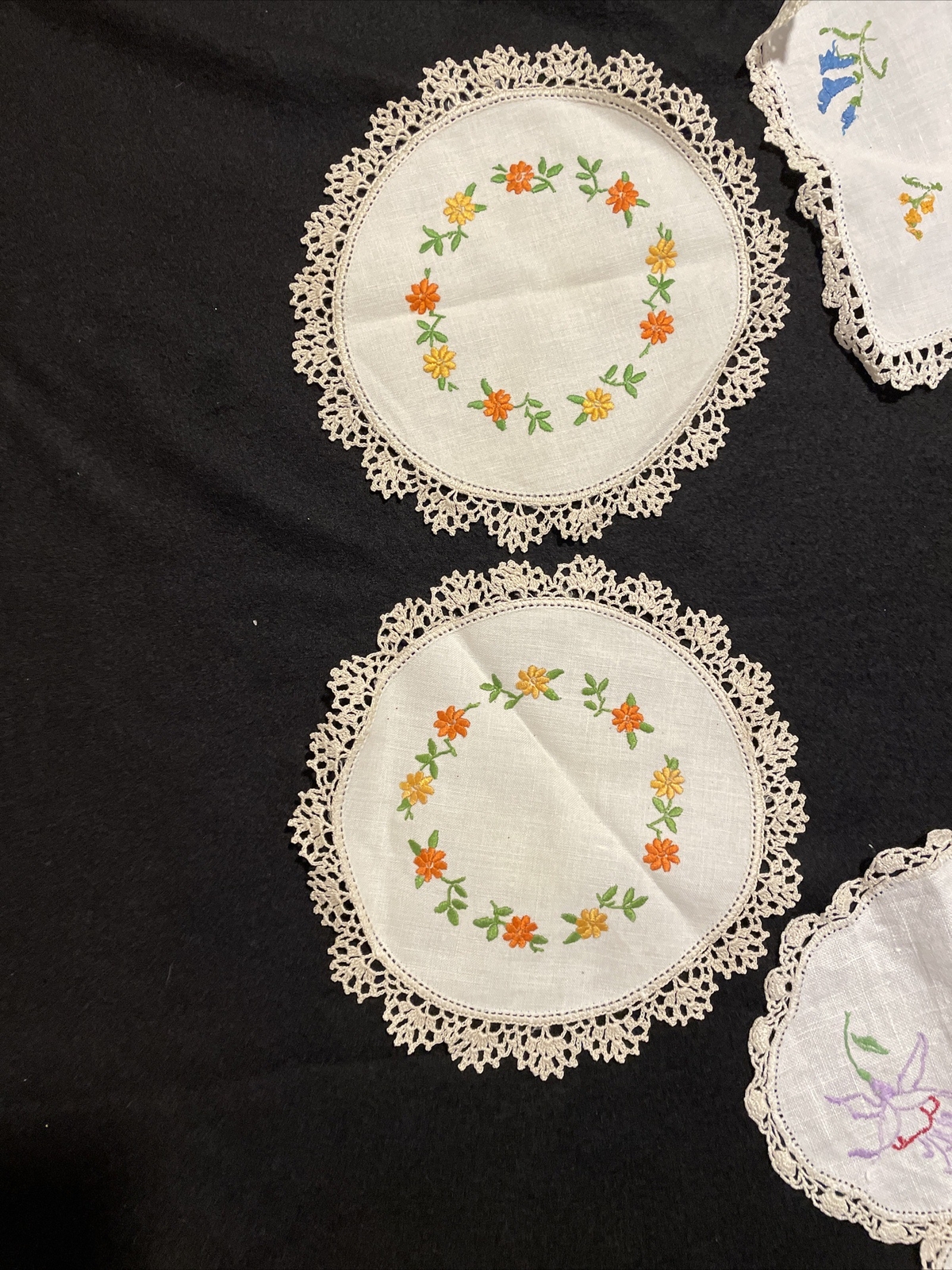 Vintage Collectable Bulk Embroidered/ Crocheted Colourful Doilies eBay