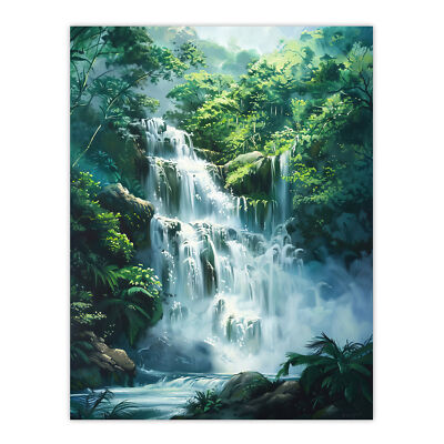 Dschungel Wasserfall Amazonas Regenwald Landschaft Wandbild Poster Druck