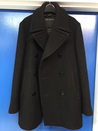 WINTER WOOL PEA COAT JACKET BLACK 