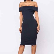 Women's Fashion Nova Dress Chantel Off the Shoulder