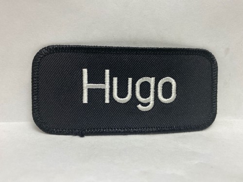 HUGO USED EMBROIDERED VINTAGE SEW ON NAME PATCH TAGS ASSORTED COLORS AVAILABLE