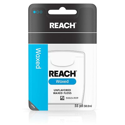 Reach Waxed Unflavored Dental Floss,  55 Yd  Count ( pack of 12)