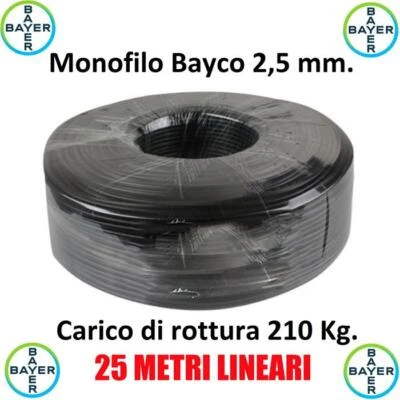 Monofilo 25 Metri Bayco 2,5 mm Tirante Antenne Tralicci Bayer Indistruttibile